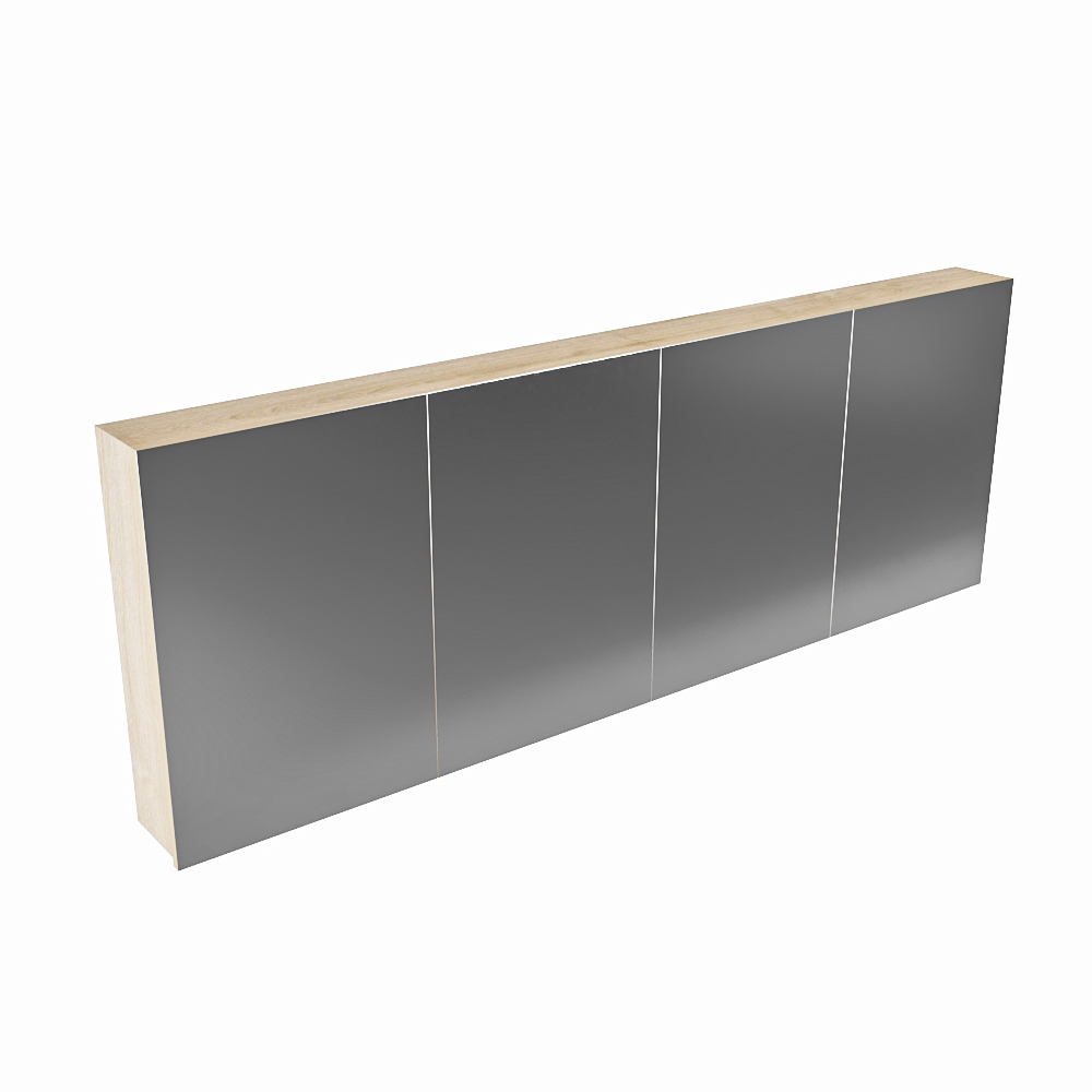 Mondiaz Cubb spiegelkast 200x70x16cm washed oak met 4 deuren