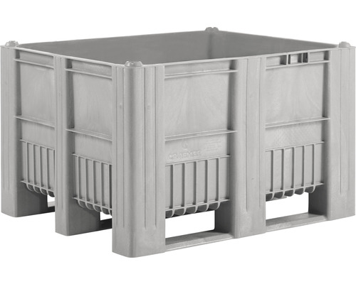 Craemer CB3 palletbox, 1200x740x1000 mm, PE lichtgrijs, 3 sleden, 610 l