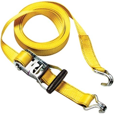 Sangle d'arrimage à cliquet - crochet en J - L : 4.5 m - l : 35 mm - jaune