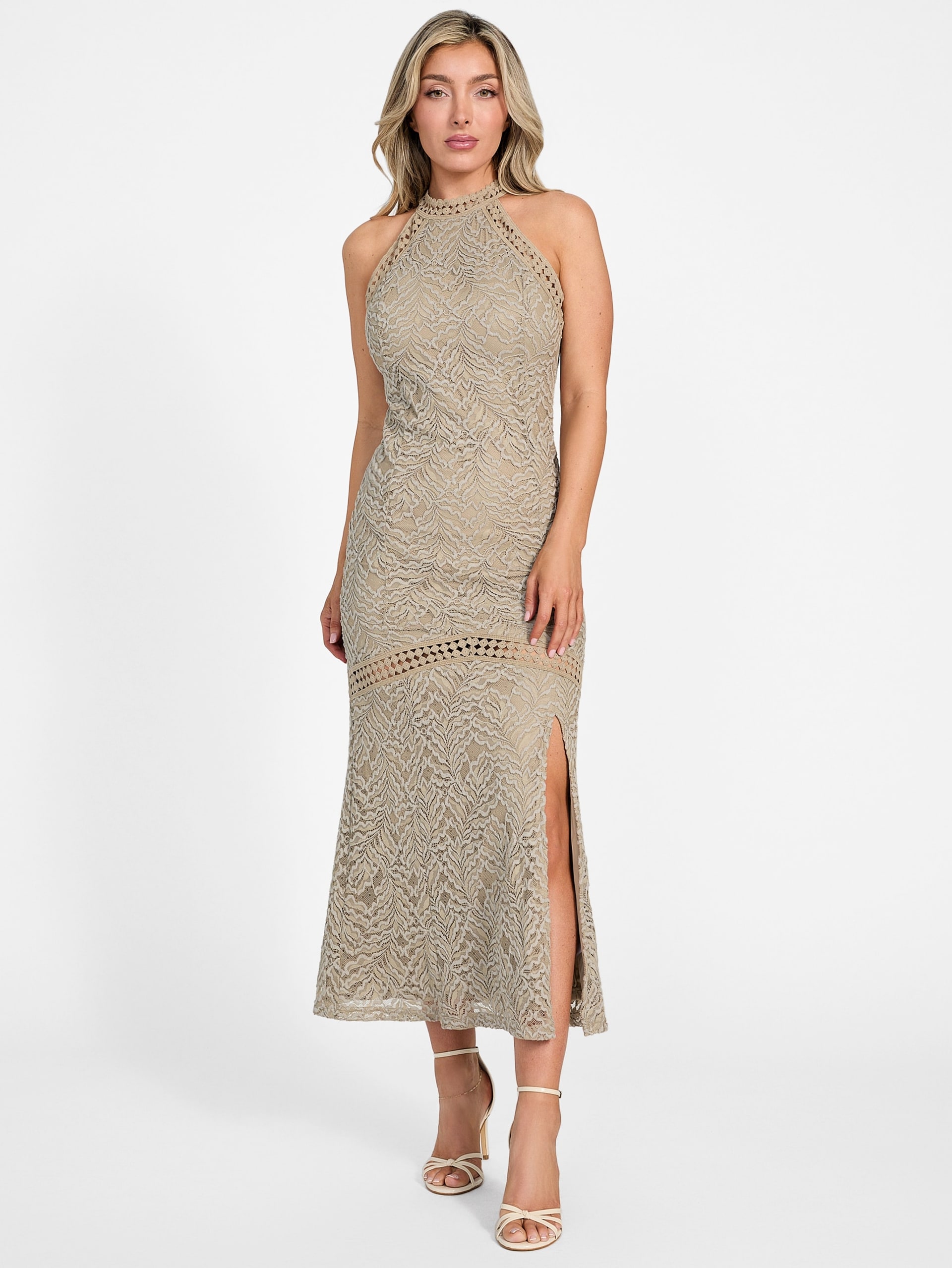 Vestido longo de renda Liza