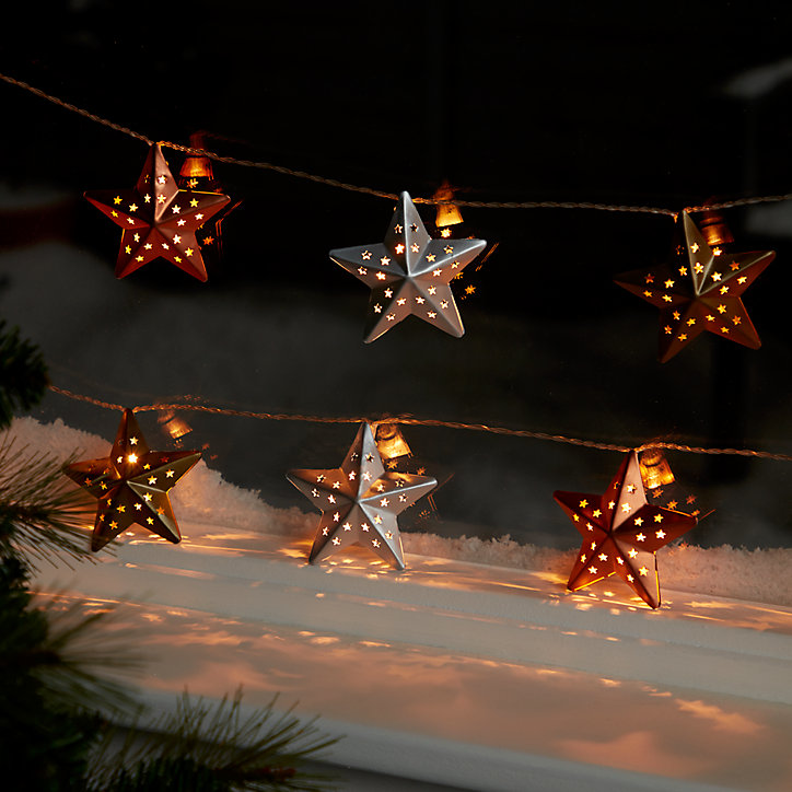 Guirlande lumineuse LED intérieure blanc chaud câble transparent 2,55 m décor étoile