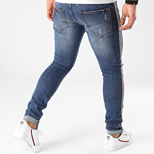 Jean Slim A Bandes A108 Bleu Denim