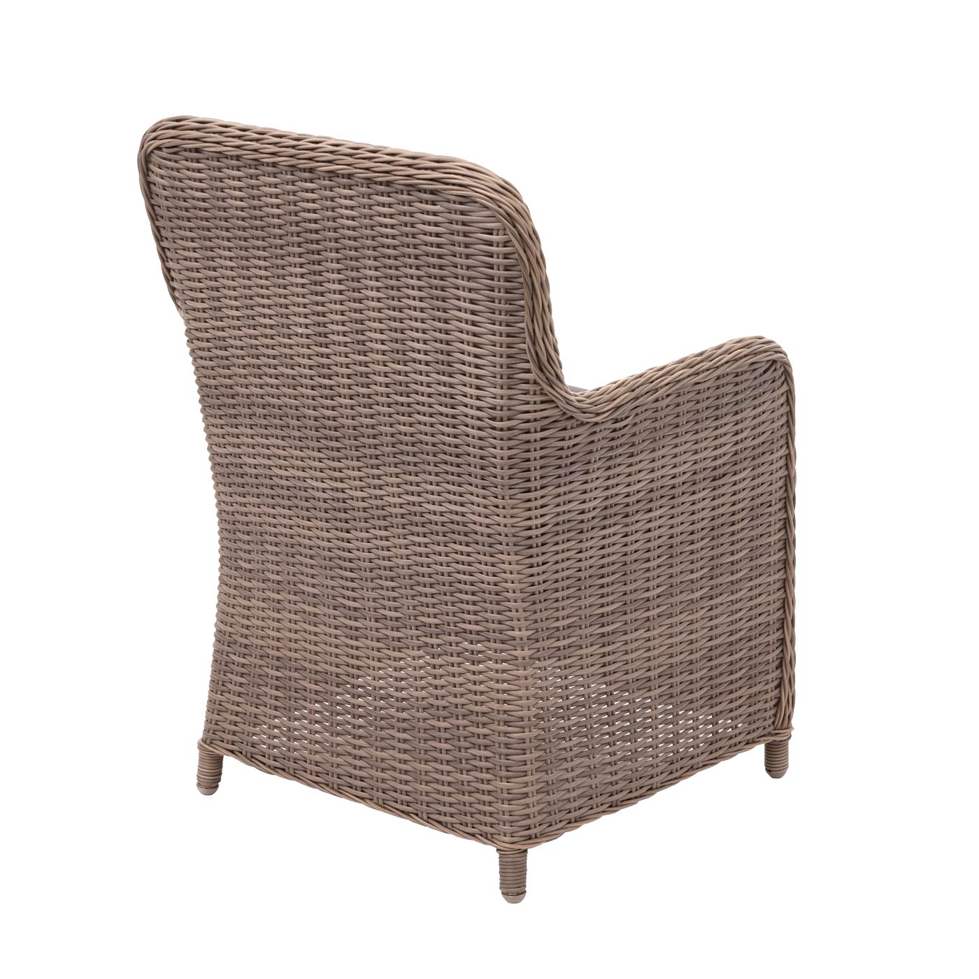 2er-Set Poly-Rattan Stuhl MCW-E98, Rattanstuhl Gartenstuhl Korbsessel, Spun Poly halbrundes Rattan MVG beige Kissen grau