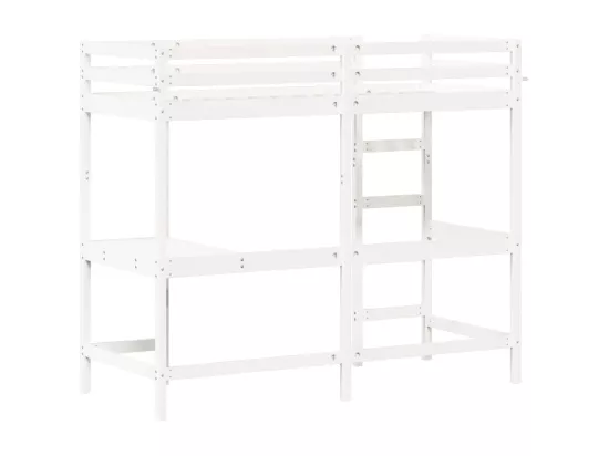 Lit superposé avec bureau blanc 75x190 cm bois de pin massif