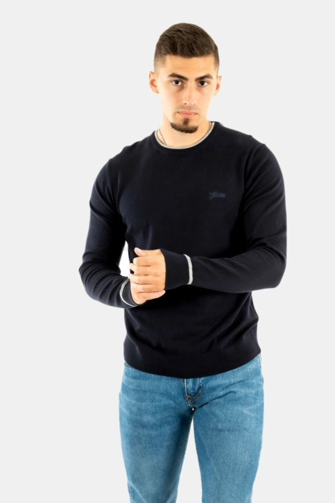pull léger guess jeans kevin ls cn slim fit swtr g7v2 smart blue