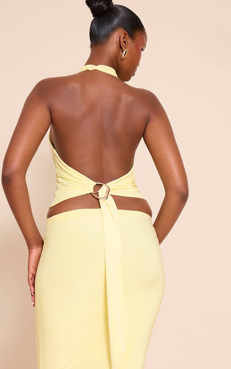 Citron Top Dos Nu À Col Licou Double Couche Slinky Avec Détails Dorés