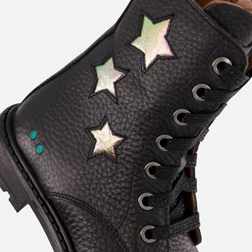 BunniesJR Veterboots zwart Leer