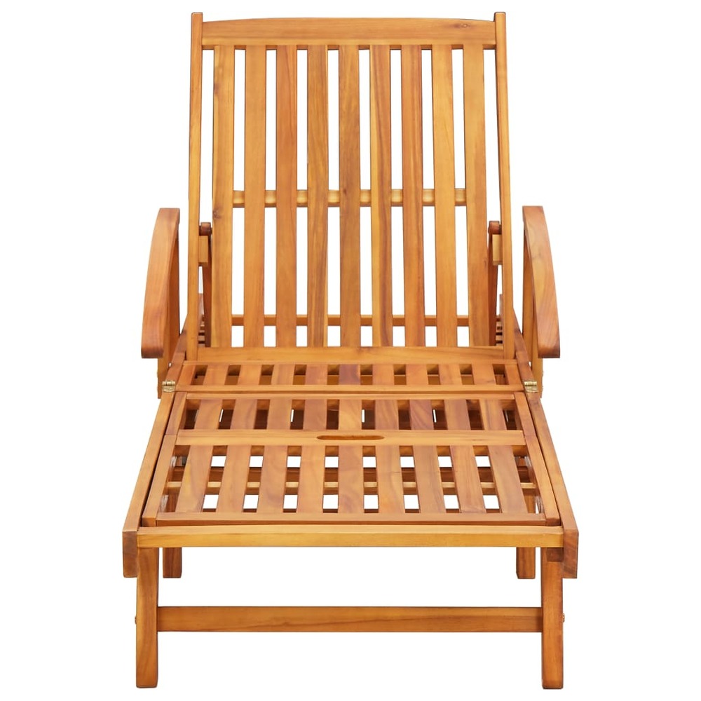 Lot de 2 transats chaise longue bain de soleil lit de jardin terrasse meuble d'extérieur avec coussins bois d'acacia solide 0