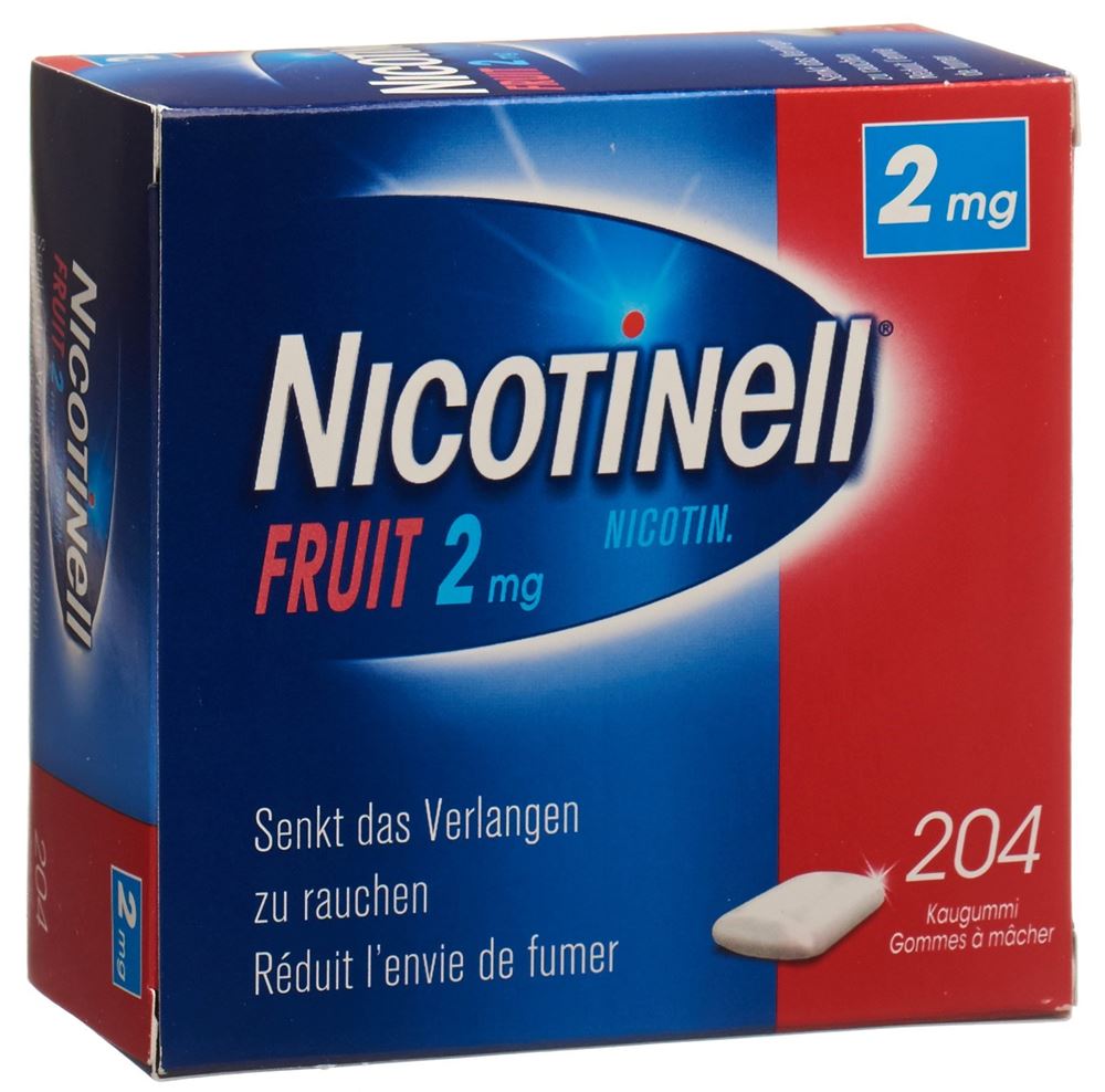 NICOTINELL Gum Kaupast 2 mg fruit Blist 204 Stk