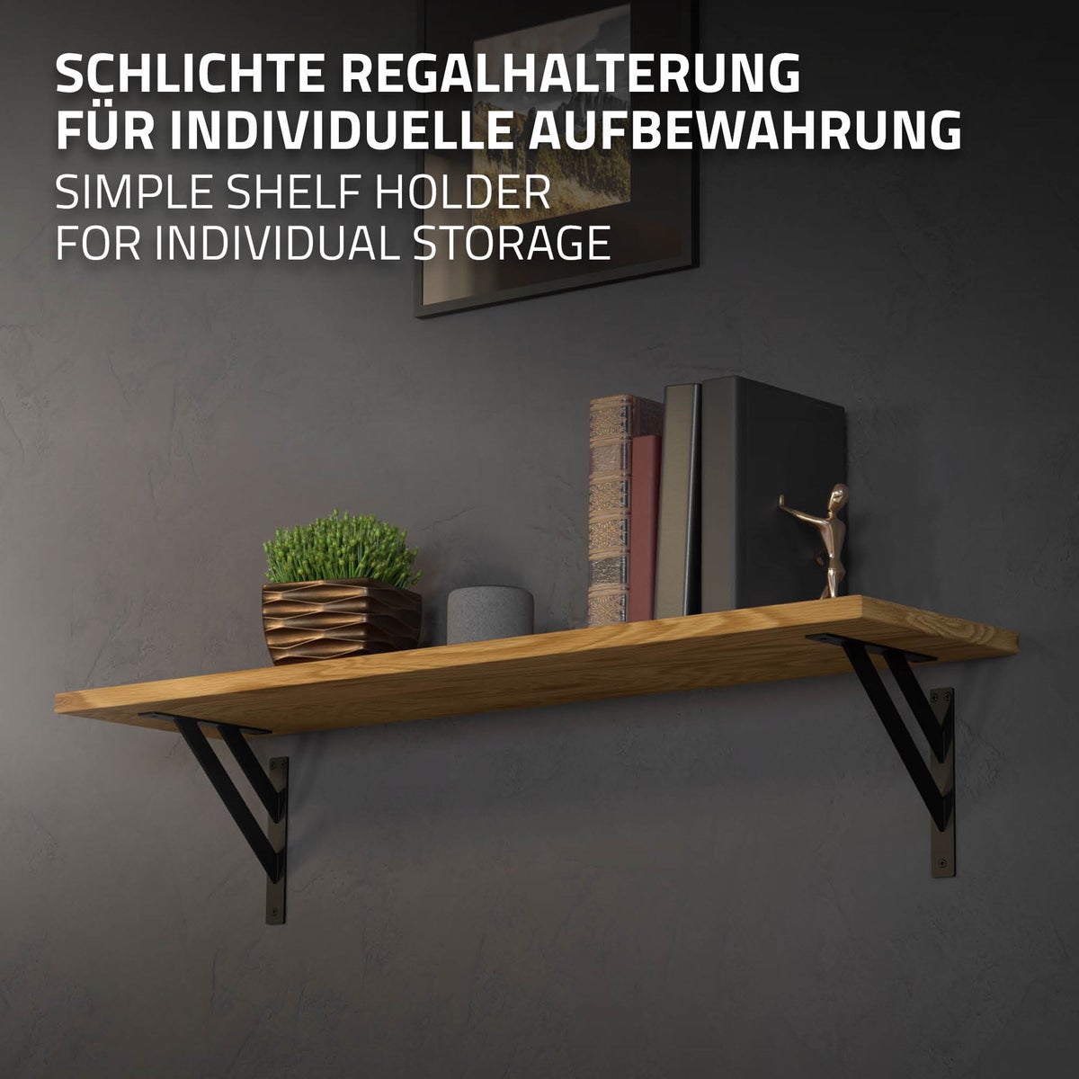 ML-Design 4-delige plankdragerset 240x240 mm, zwart, aluminium, zwevende plankdragers, plankhoekdragers, plankdragers voor wandmontage, plankdragers, plankdragers voor wandmontage, wandconsoles, plankdragers