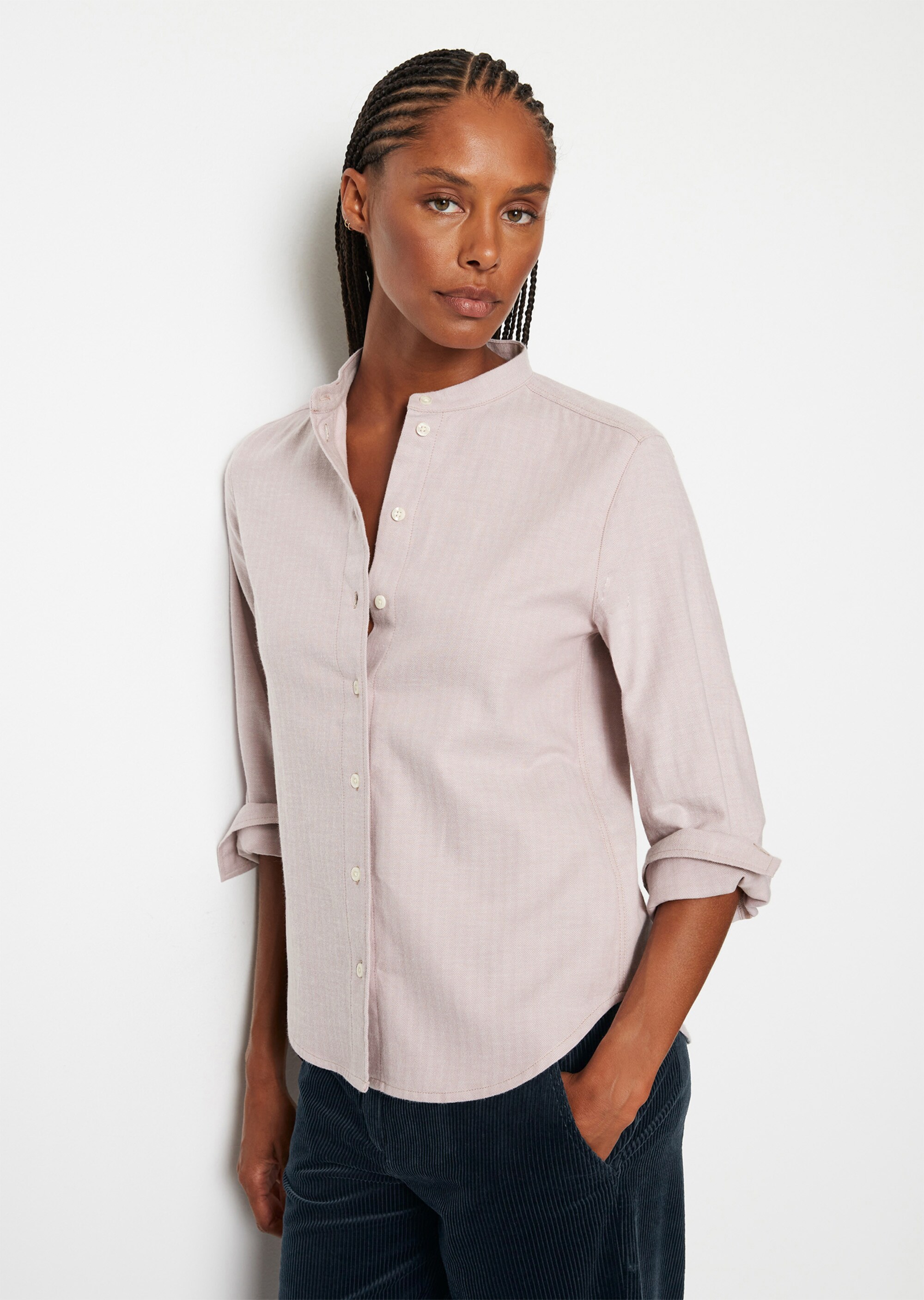Flanell-Langarm-Bluseaus softer Herringbone-Qualität