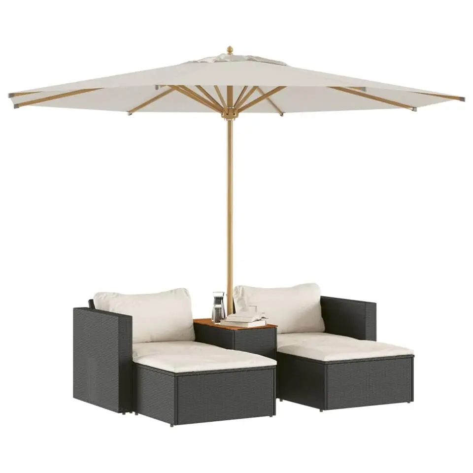 vidaXL - Loungeset - Zwart - Poly rattan