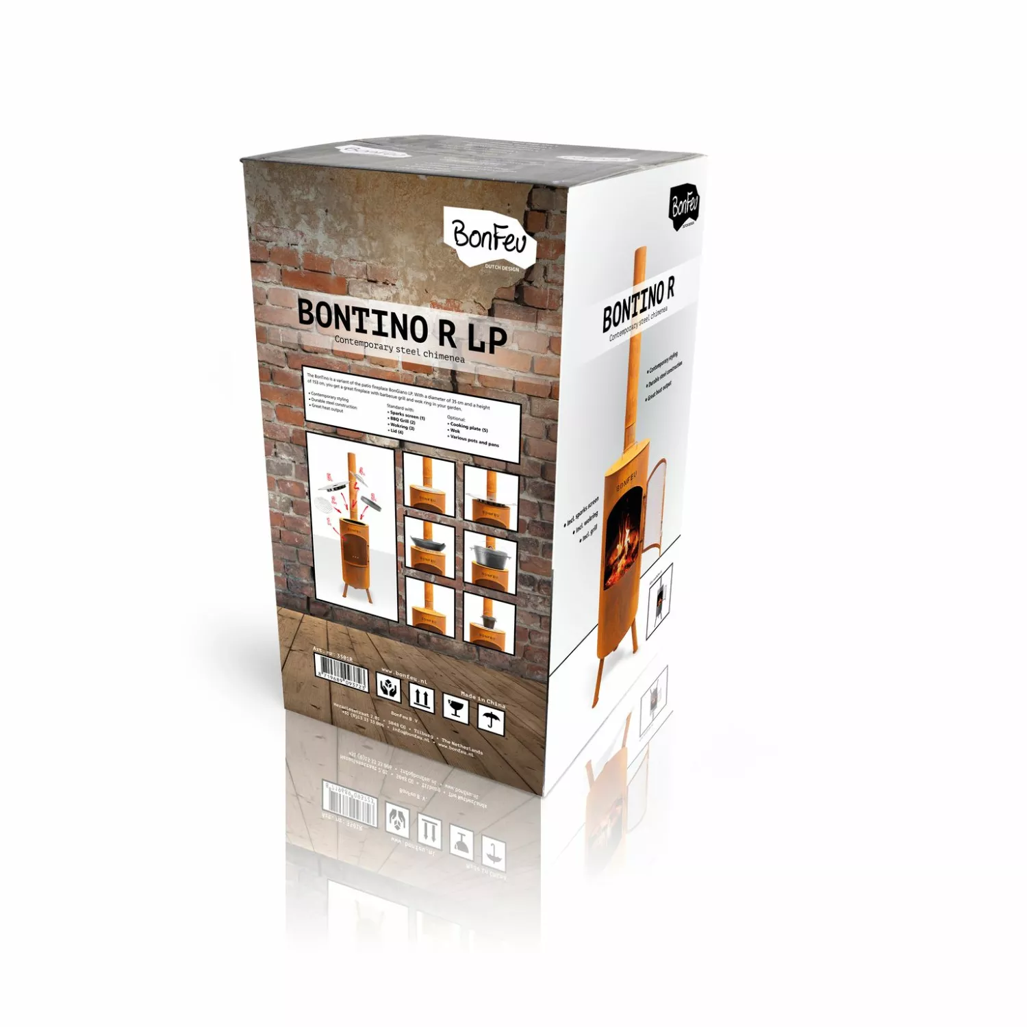 BonFeu 3501R Tuinhaard BonTino - Roest - 164cm - 35cm