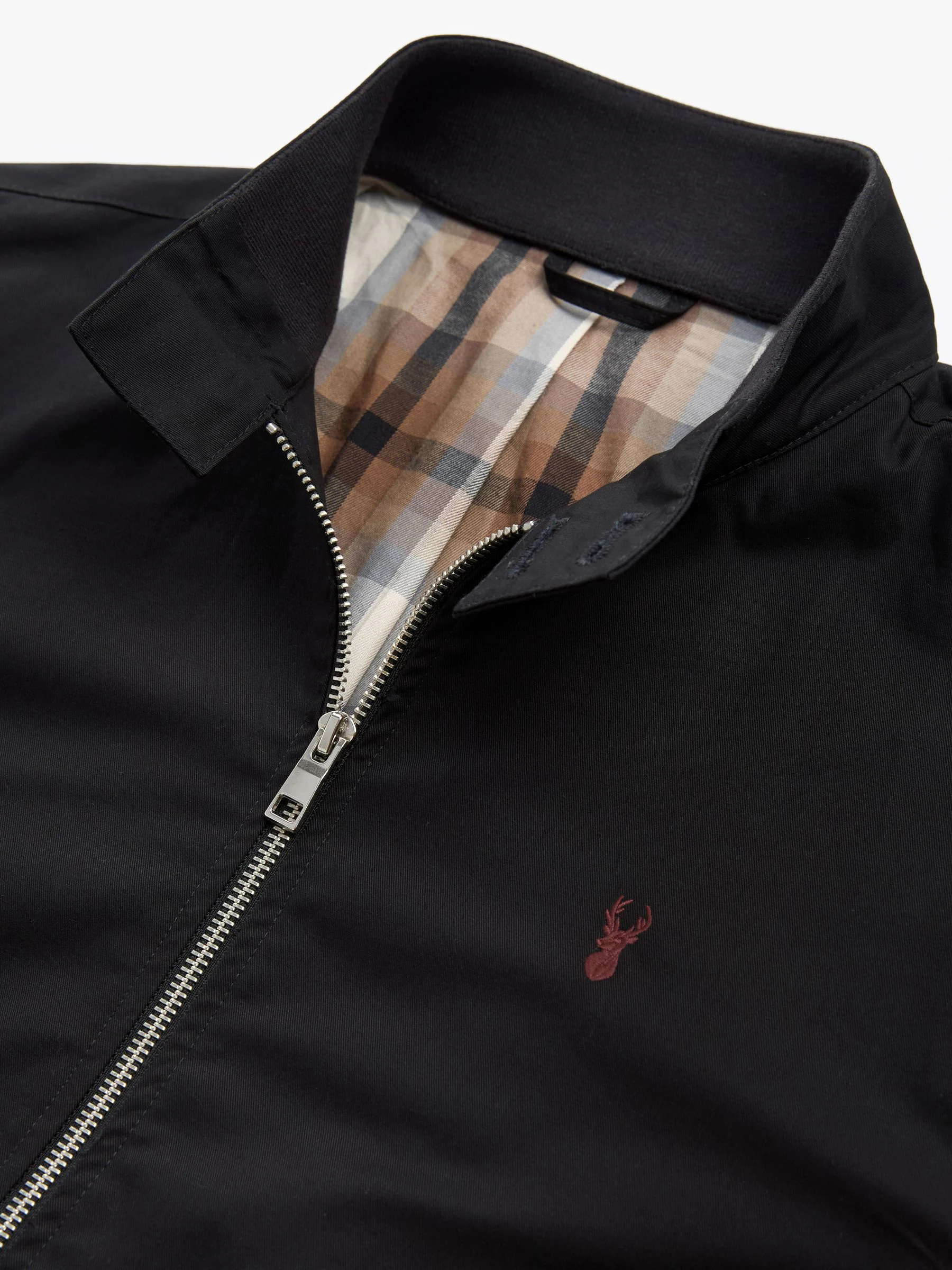 Zwart - Regenbestendig Harrington jack met geruite voering