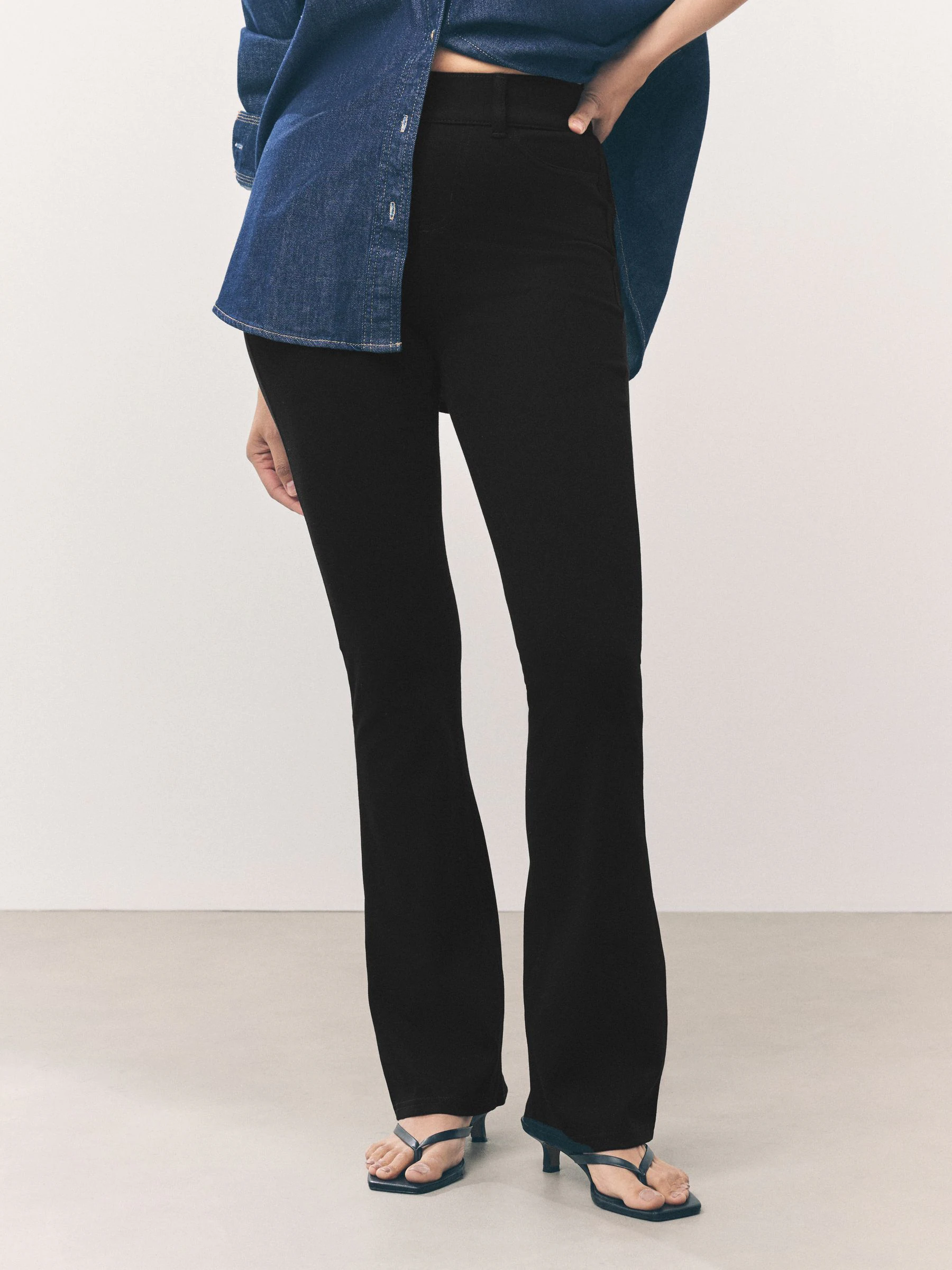 Zwart - Check Jersey Bootcut Leggings