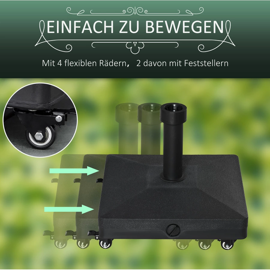 Outsunny Sonnenschirmständer mit 4 flexiblen Rädern schwarz