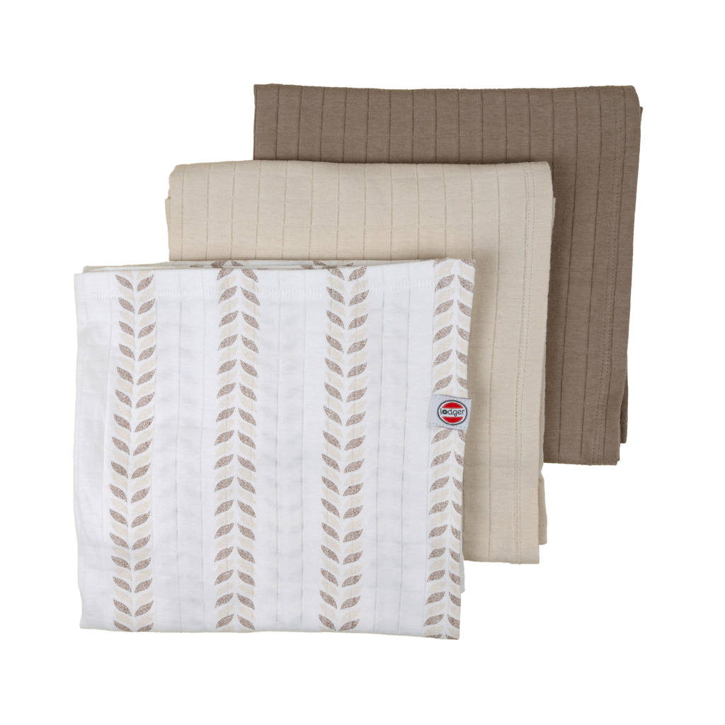 hydrofiele swaddle - set van 3 bruin/beige