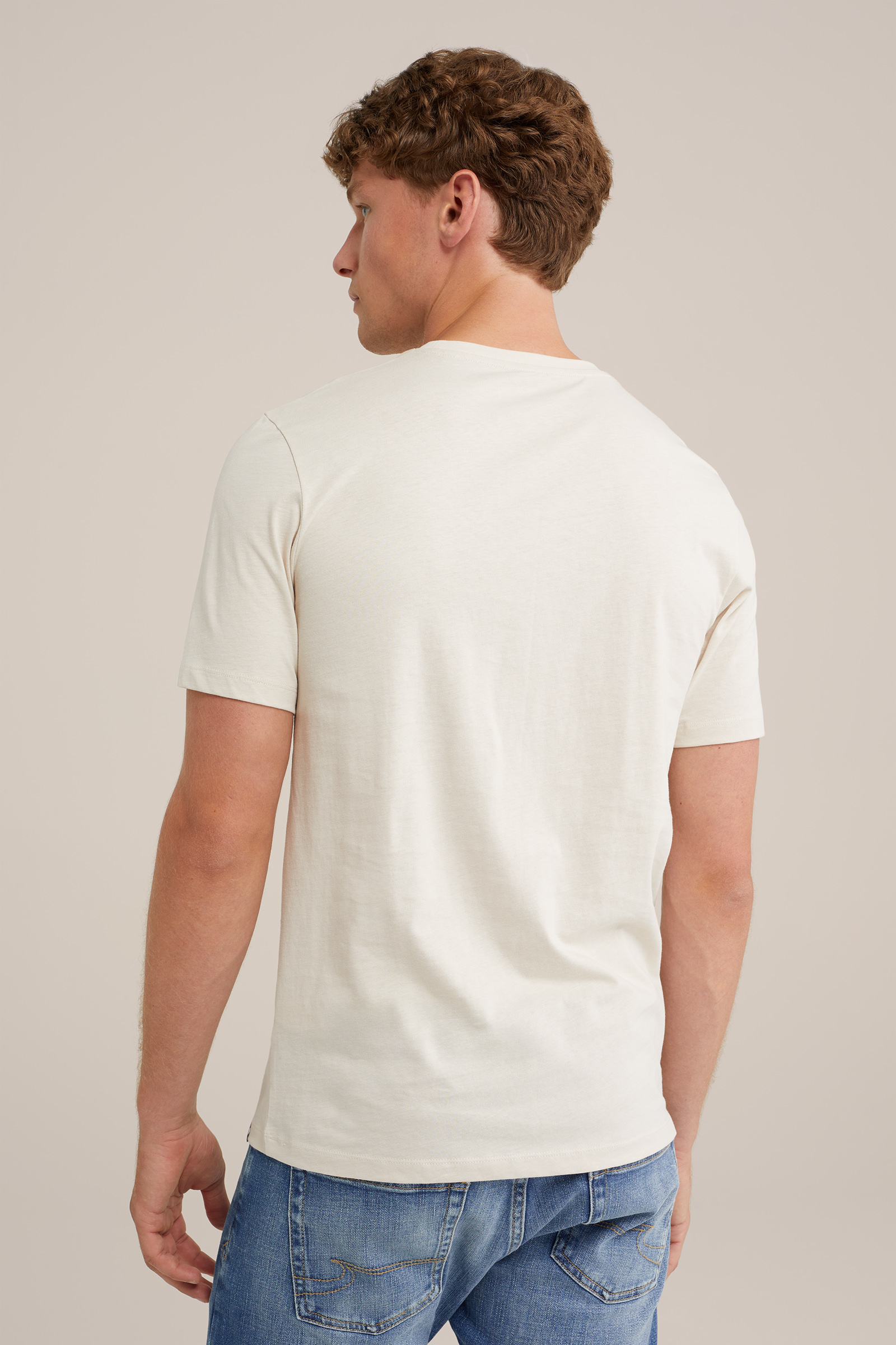 T-shirt met opdruk WE Fashion Gebroken wit