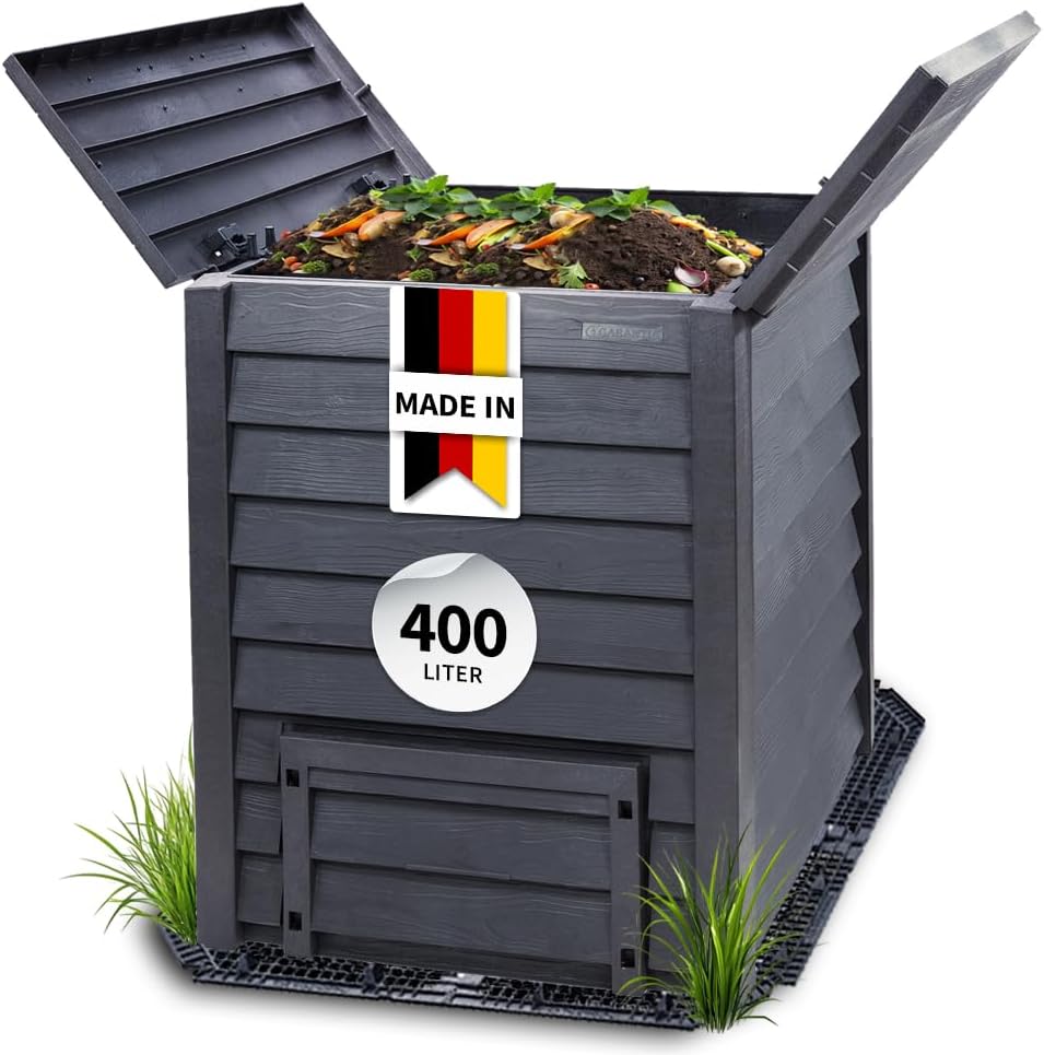 Garantia Thermo-Wood Komposter 400 Liter inkl. Bodengitter anthrazit-braun - Komposter Garten, Schnellkomposter, Abfall & Recycling, Biomüll, Komposteimer, Garten Zubehör, Thermokomposter, Garten