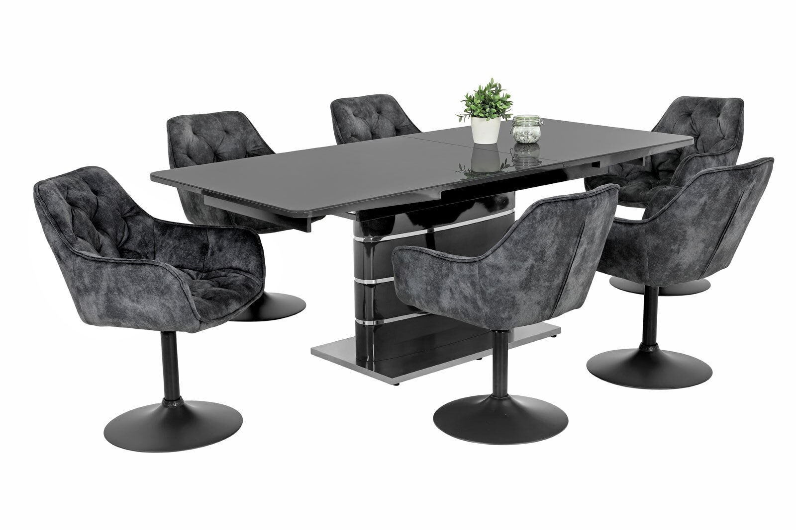 Tisch Sandra Grauglasplatte/Gestell grau 160(200)x76x90 cm