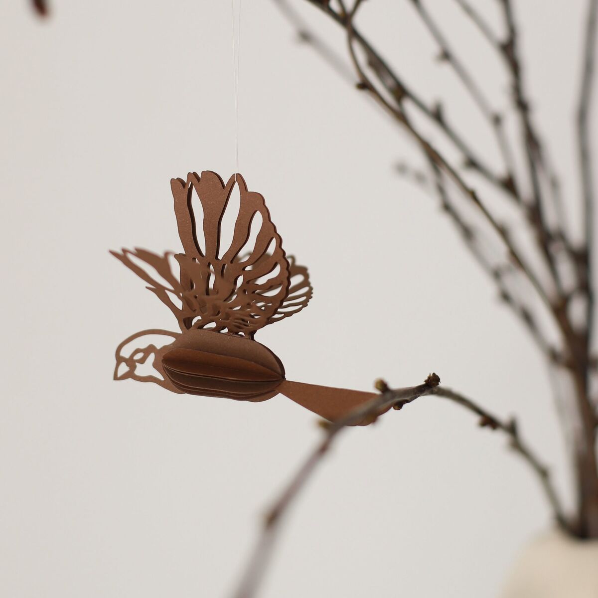 Paper Bird ornament 2-pack, coffee