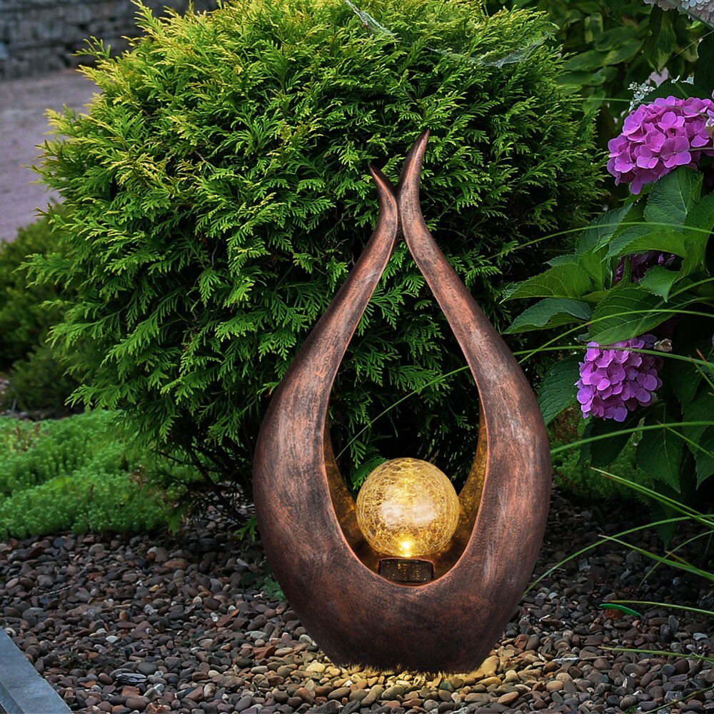 LED Solarleuchte Bronzefarben mit Glaskugel Höhe 50 cm