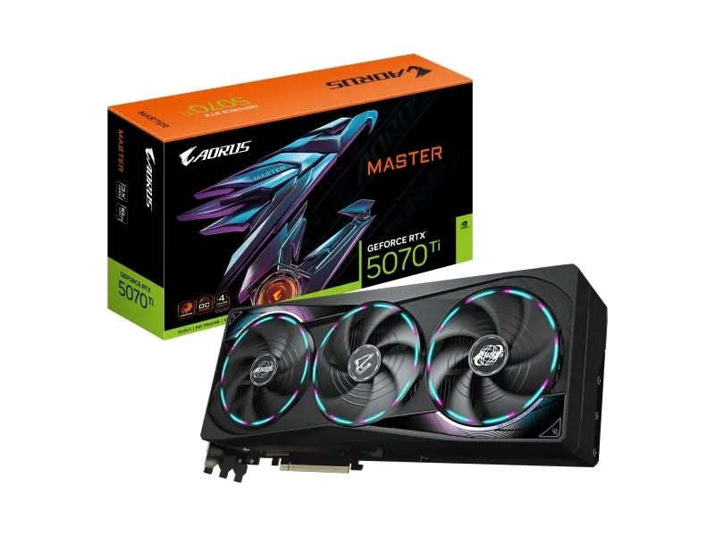AORUS GeForce RTX 5070 Ti MASTER 16G - OC Edition - grafikkort - GeForce RTX 5070 Ti - 16 GB GDDR7 - PCI Express 5.0 - 3 x DisplayPort, HDMI