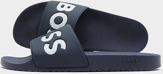 Hugo Boss heren BOSS slippers contrast logo blauw