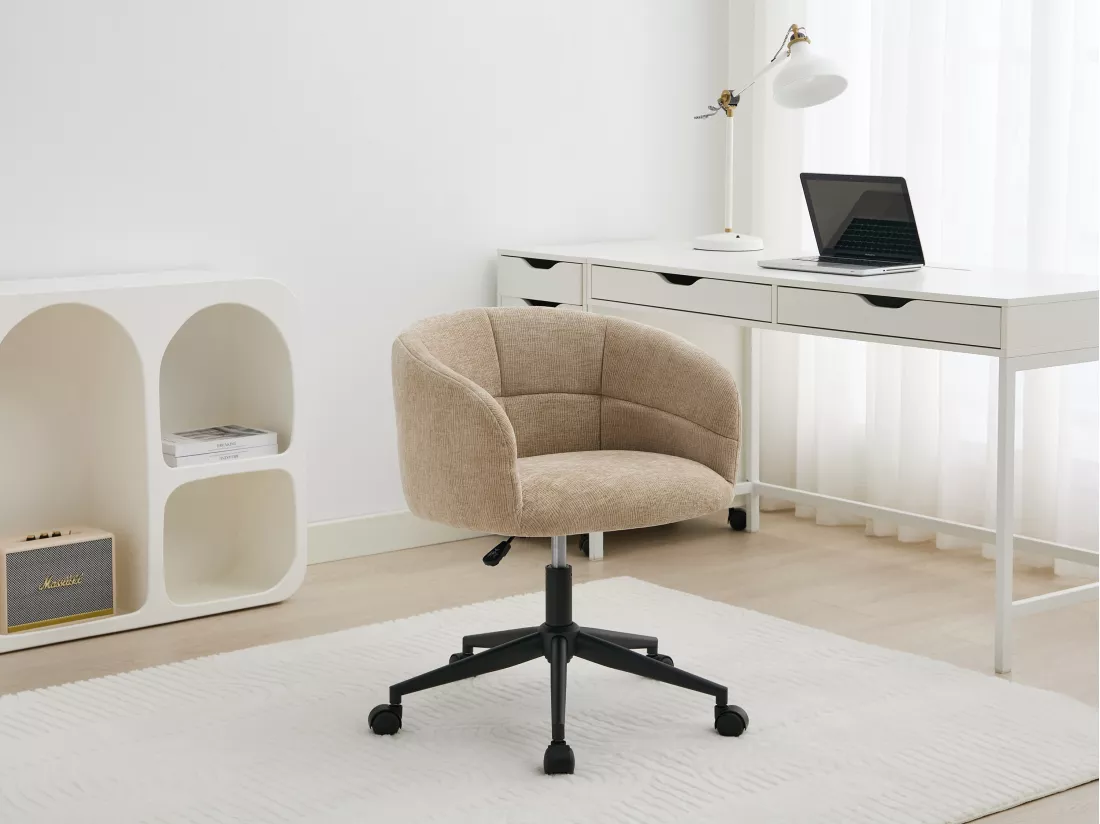 Chaise de bureau - Tissu texturé - Beige - NOMITIO