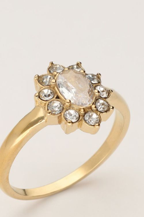 Vintage ring met transparante strass