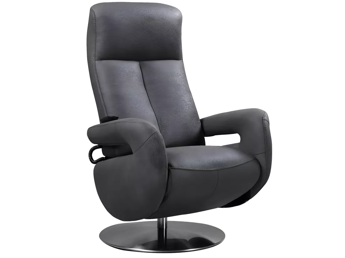 Fauteuil de relaxation électrique 2 moteurs en nubuck avec têtière réglable Balbo-Couleur Gris foncé