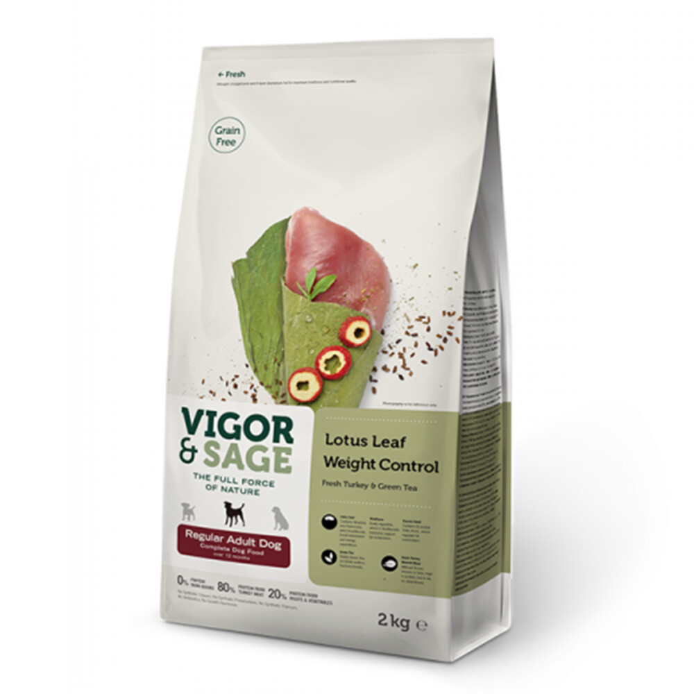 Vigor & Sage Hondenvoer Regular Weight Control Lotus Leaf2 kg