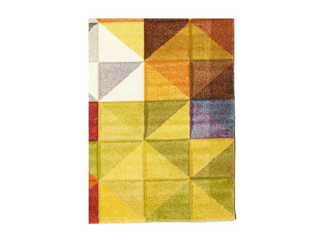 tapis salon 200x290 tissé noir et rouge rectangle motif géométrique MARIX