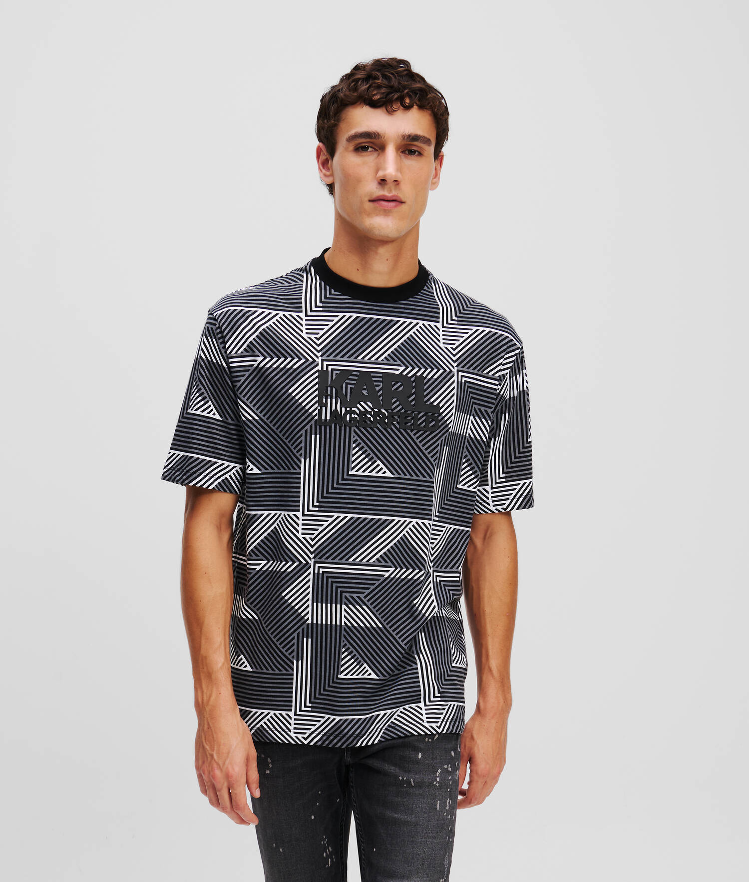 T-SHIRT IMPRIMÉ FAÇON ALL-OVER - Noir