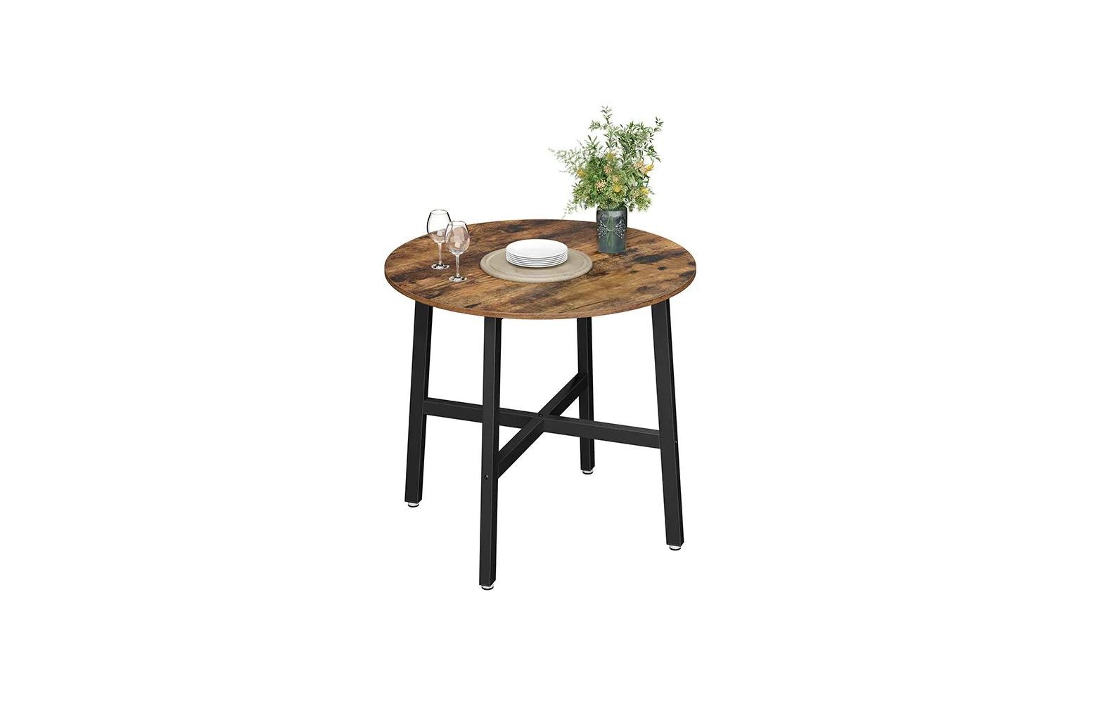 Tisch rund 80 x 75 cm, Braun/Schwarz<br>Küchentisch