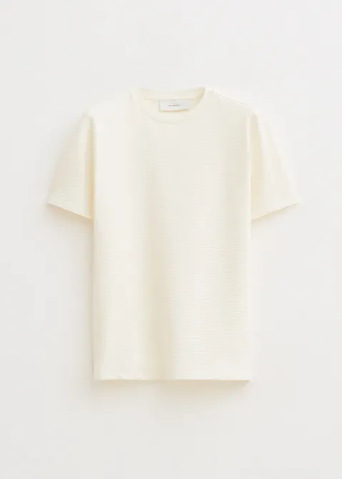 T-shirt met structuur off-white (WIT.O)