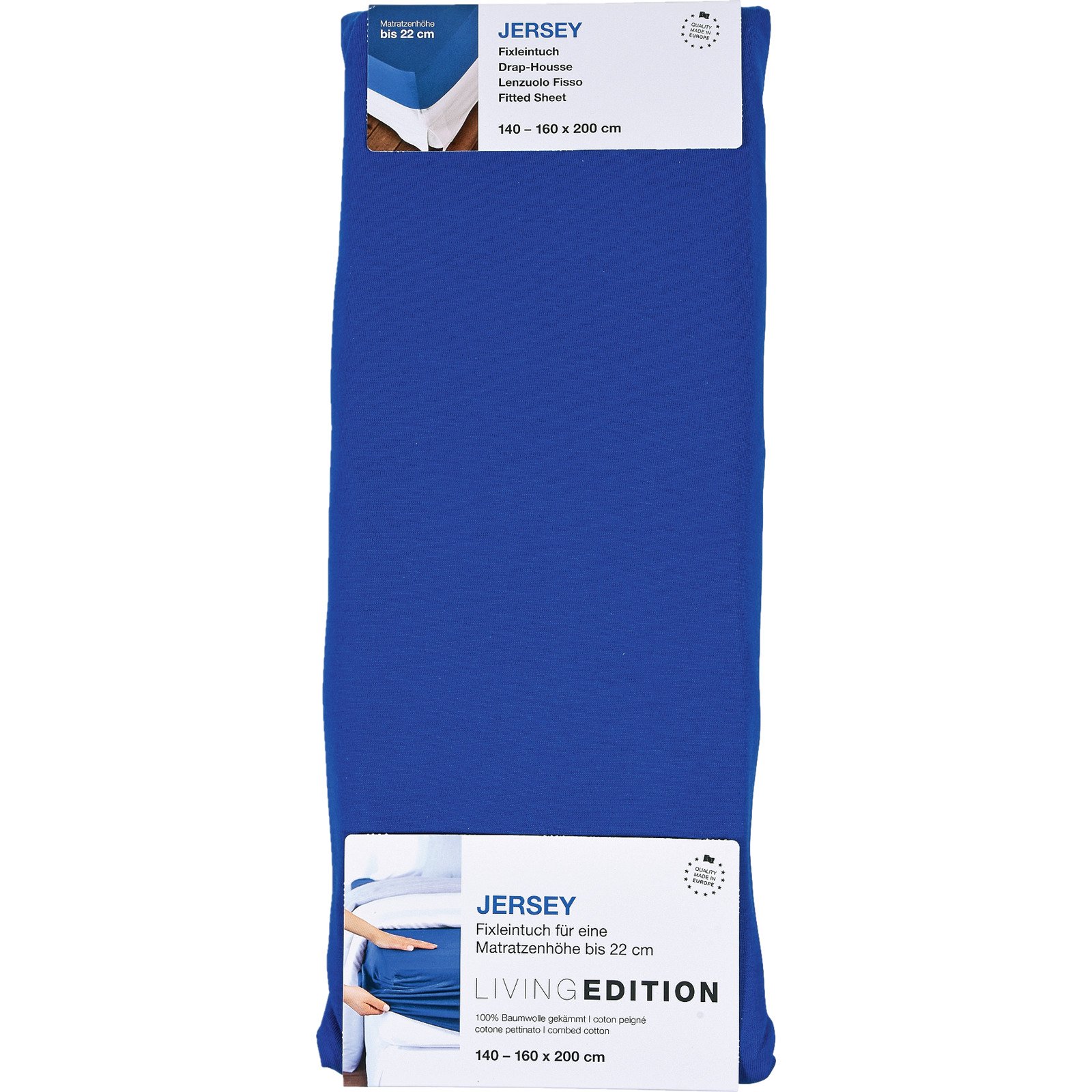 Living Edition Jersey-Fixleintuch 180x200, mittelblau
