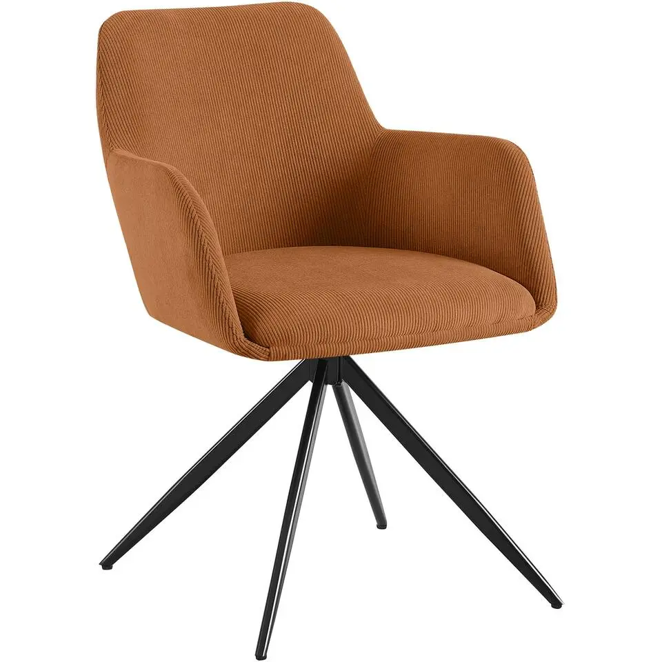 CLP Eetkamerstoel Olema zwart Frame - Ribstof - oranje