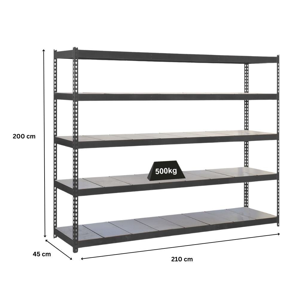 PROREGAL Heavy-Duty stellingkast Metal Beast Five HxBxD 200 x 210 x 45 cm Draagvermogen plank 500 kg Antraciet