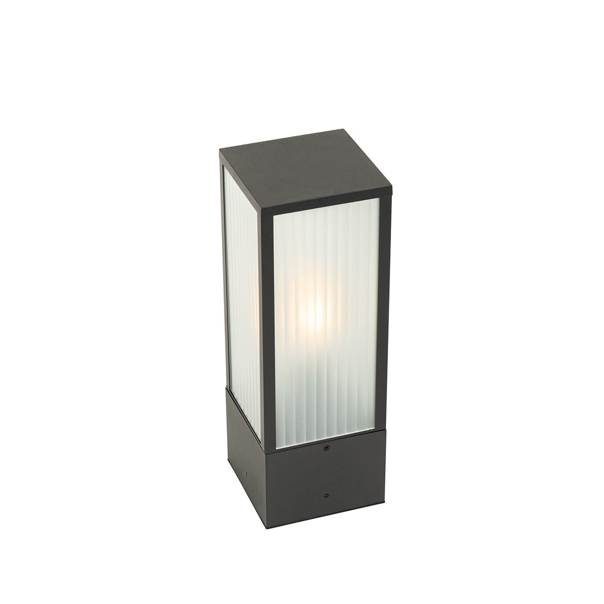 Staande buitenlamp, zwart met geribbeld glas, 40 cm, IP44 - Charlois