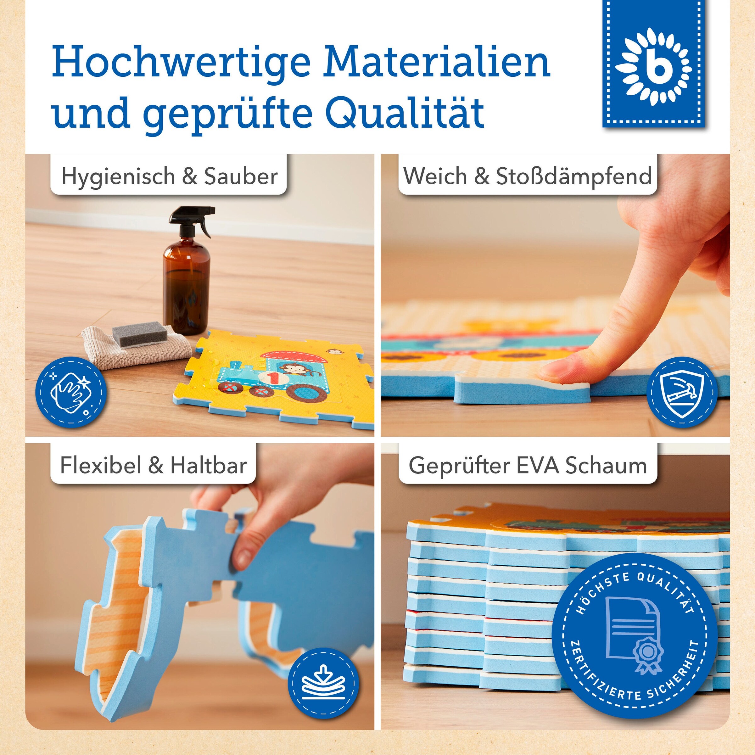 Bieco Puzzlematte 18 tlg. Bunt - ab Geburt Mehrfarbig