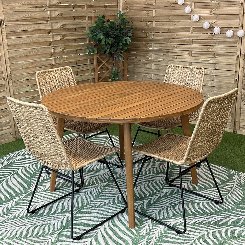 Ensemble table verone en bois d'acacia fsc et 4 chaises de jardin