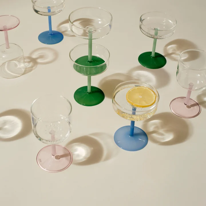 HAY - Tint Cocktailschale, klar / jade light blue (2er-Set)