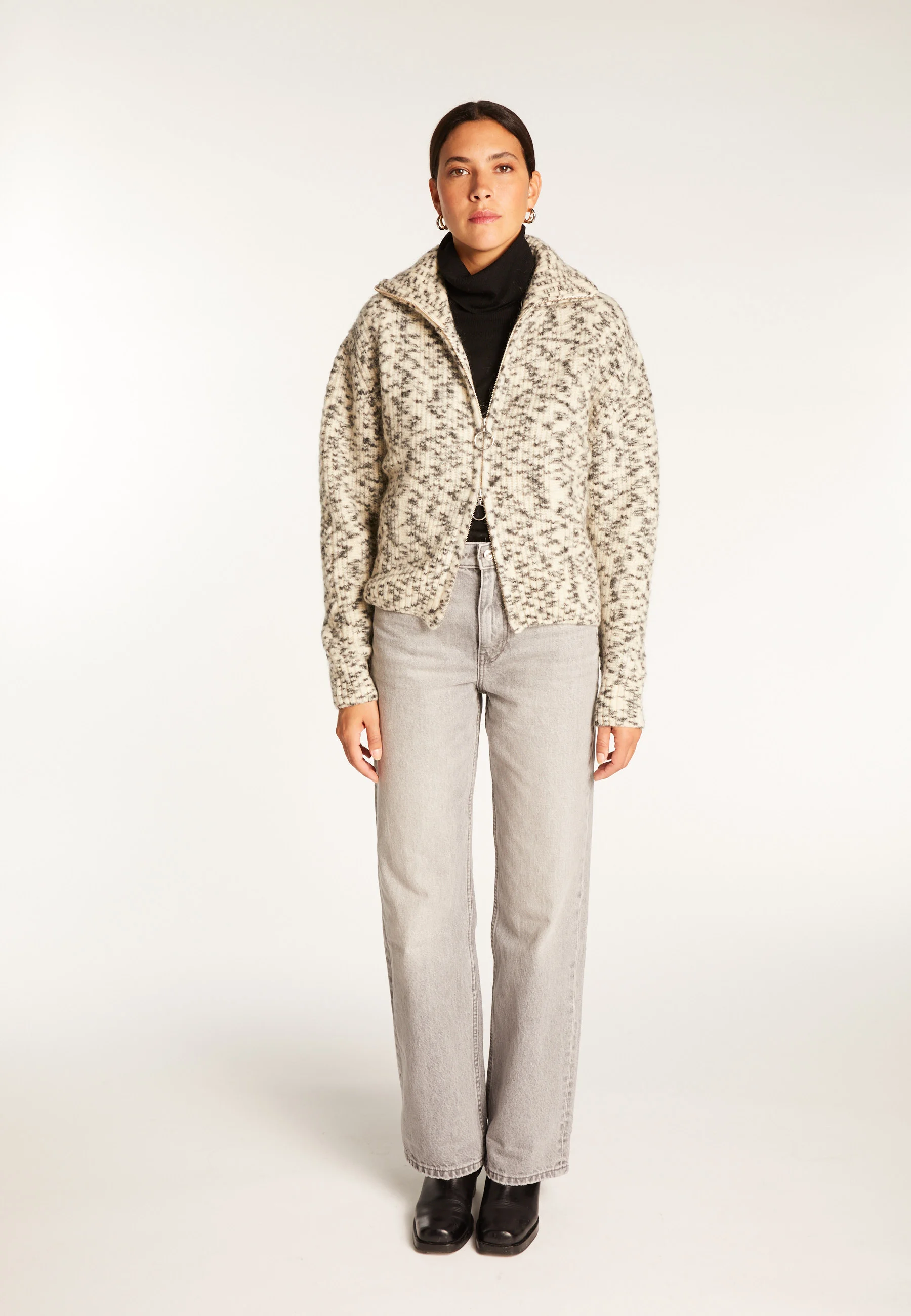 VALENTINEAH24 - Veste zippée en laine mohair | Blanc