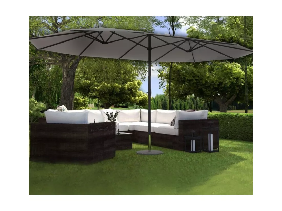 Parasol double 2,7 x 4,6m gris VENICE