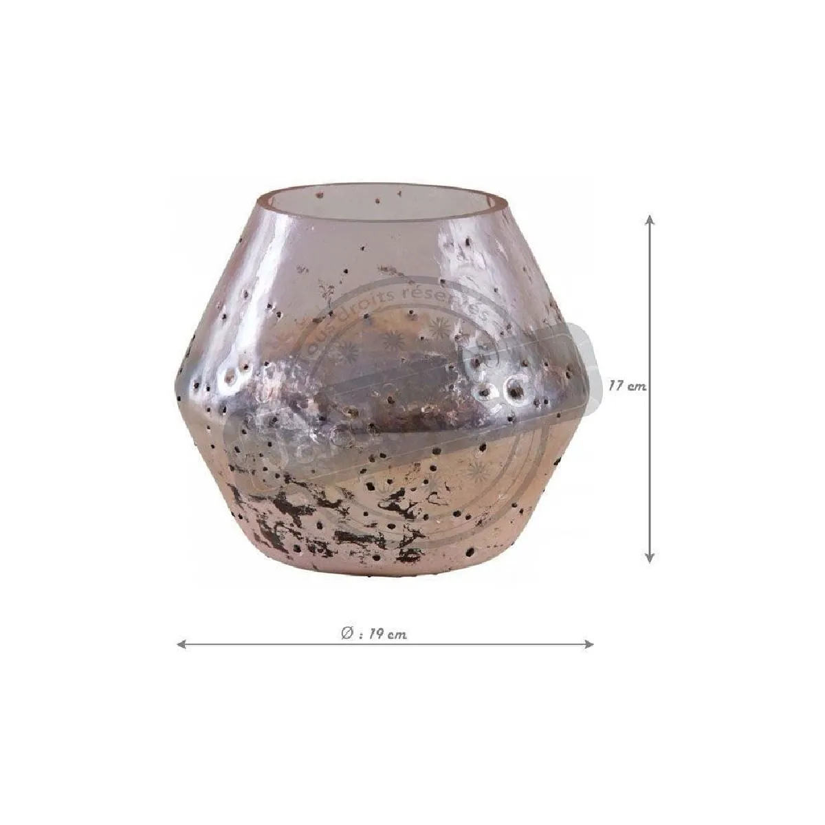 Aubry Gaspard Vase Verre Rose Doré