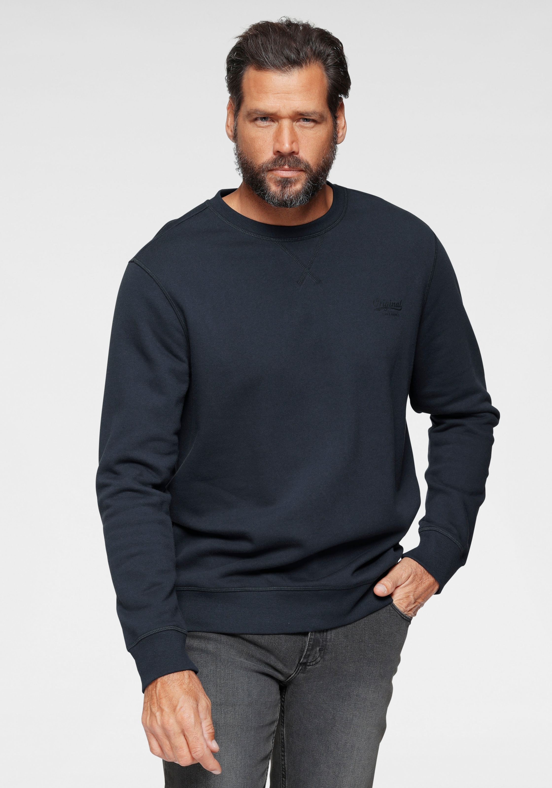 Man's World Sweatshirt , Langarm,  Basic-Stil,  unifarben,  Rundhalsausschnitt