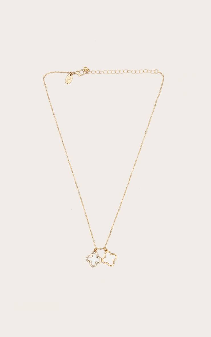 Doré Collier Pendentif Trèfle Simple