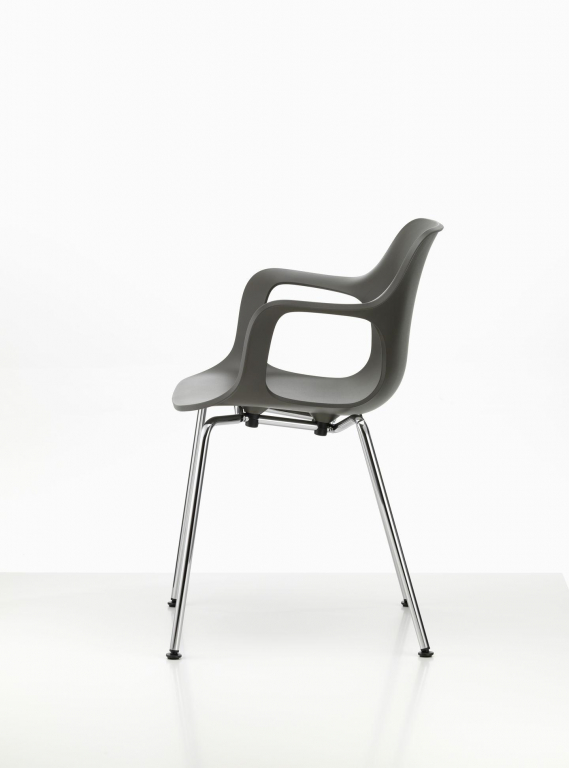 Vitra HAL RE armchair verchroomd onderstel basalt