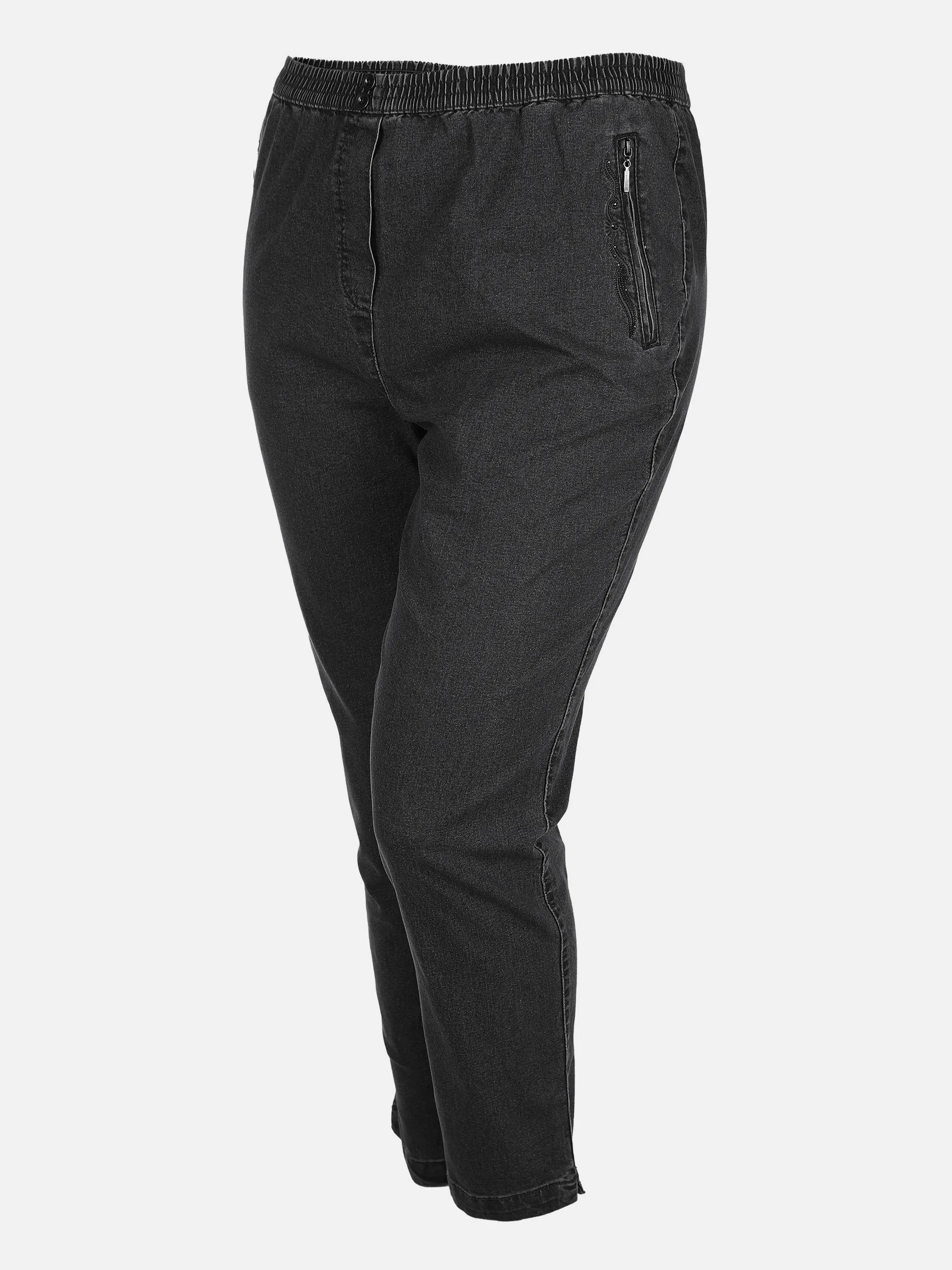 Große Größen Hose mit Stickerei und Glitzersteinchen